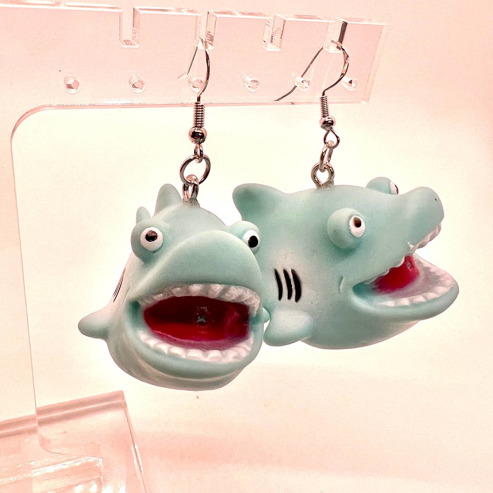 Shark Earrings - Ocean Earrings - Beach Earrings - Fish Earrings - Vacation